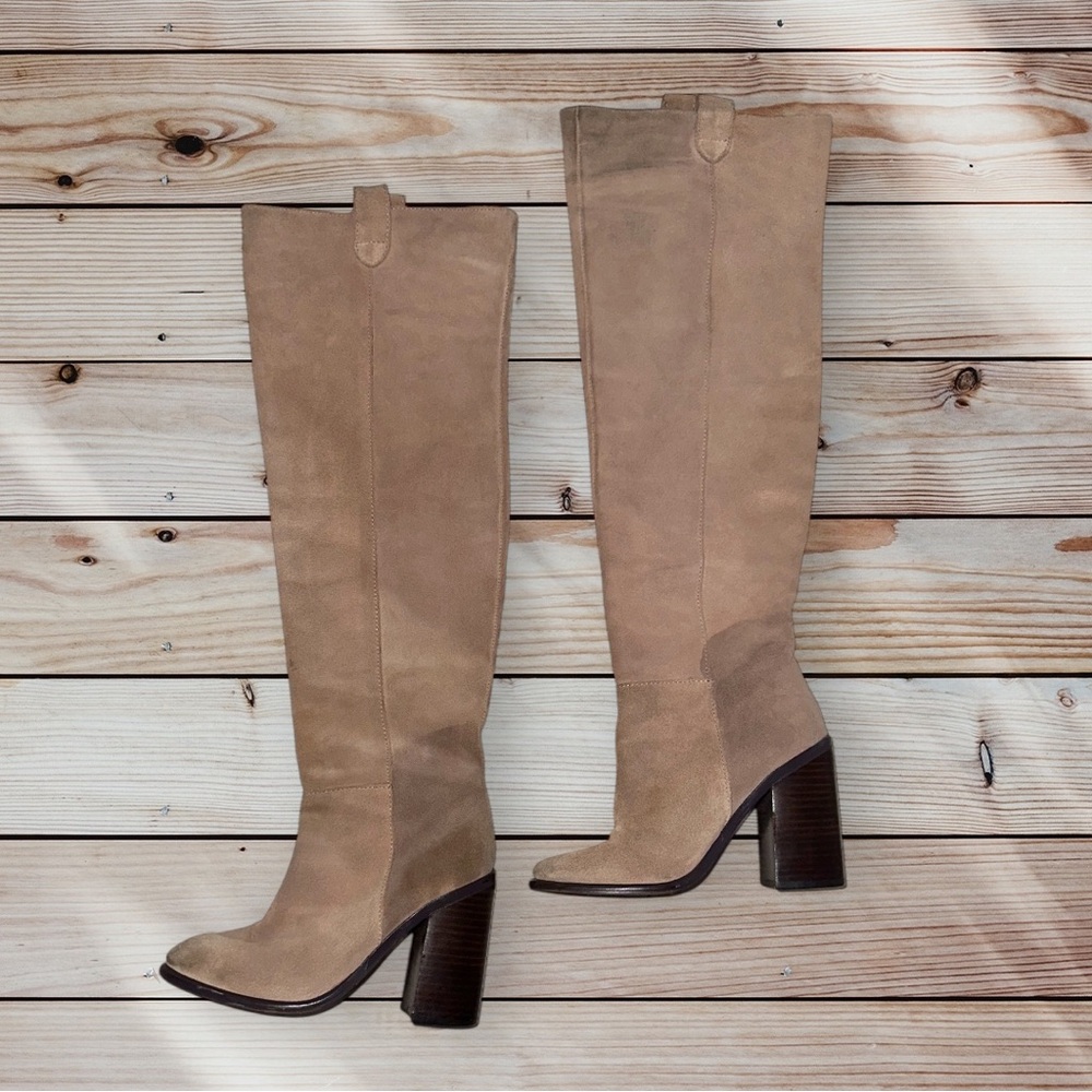 Boho Taupe Kelsi Dagger Knee High Suede Boots